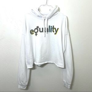 The Laundry Room EQUALITY Cropped Hoodie Sweatshirt Large